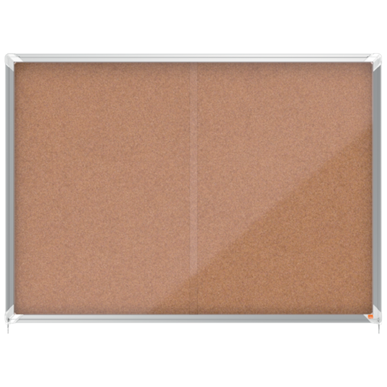 Vitrina De Interior Nobo Para 18 Hojas A4 Con Superficie De Corcho Y Puerta Deslizante Natural