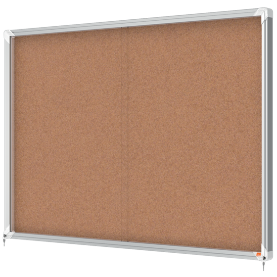 Vitrina De Interior Nobo Para 18 Hojas A4 Con Superficie De Corcho Y Puerta Deslizante Natural