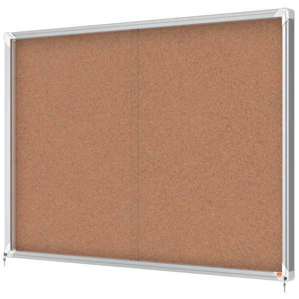 Vitrina De Interior Nobo Para 18 Hojas A4 Con Superficie De Corcho Y Puerta Deslizante Natural