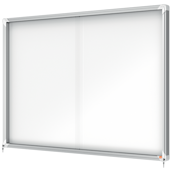 Vitrina De Interior Nobo Para 18 Hojas A4 Con Superficie Magnética Y Puerta Deslizante Blanco