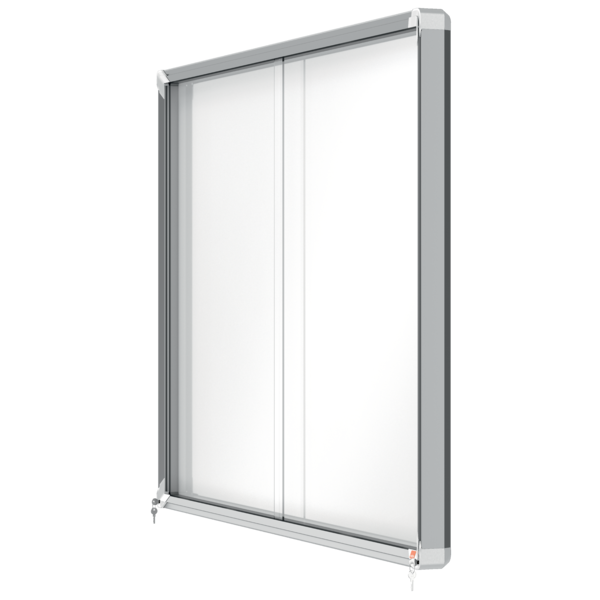 Vitrina De Interior Nobo Para 18 Hojas A4 Con Superficie Magnética Y Puerta Deslizante Blanco