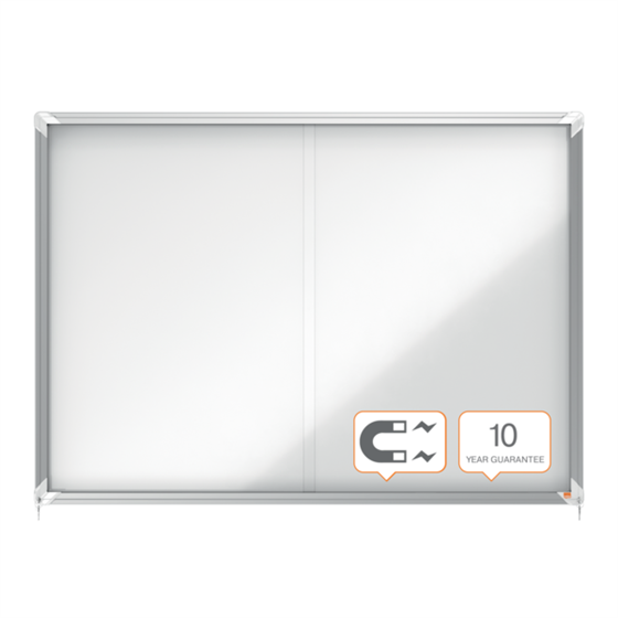 Vitrina De Interior Nobo Para 18 Hojas A4 Con Superficie Magnética Y Puerta Deslizante Blanco