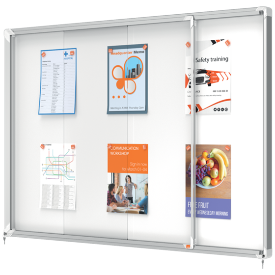 Vitrina De Interior Nobo Para 18 Hojas A4 Con Superficie Magnética Y Puerta Deslizante Blanco