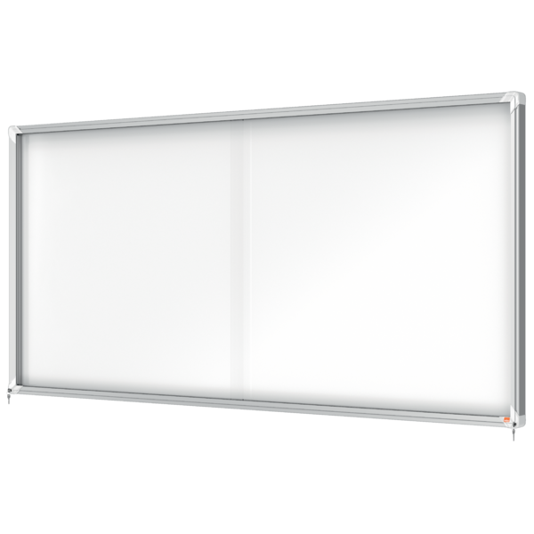 Vitrina De Interior Nobo Para 27 Hojas A4 Con Superficie Magnética Y Puerta Deslizante Blanco
