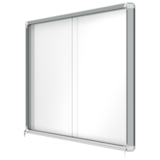 Vitrina De Interior Nobo Para 27 Hojas A4 Con Superficie Magnética Y Puerta Deslizante Blanco