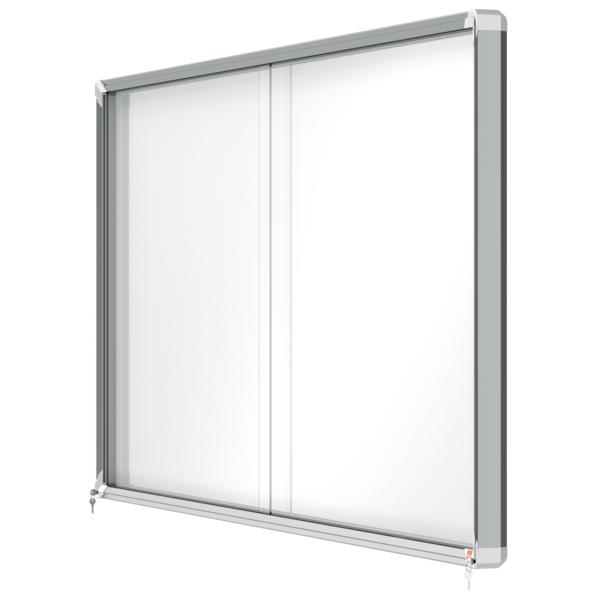 Vitrina De Interior Nobo Para 27 Hojas A4 Con Superficie Magnética Y Puerta Deslizante Blanco