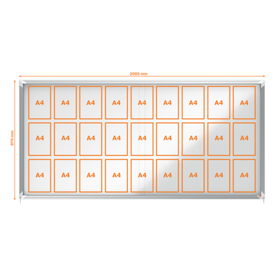 Vitrina De Interior Nobo Para 27 Hojas A4 Con Superficie Magnética Y Puerta Deslizante Blanco