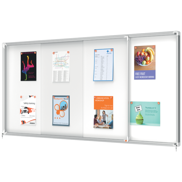 Vitrina De Interior Nobo Para 27 Hojas A4 Con Superficie Magnética Y Puerta Deslizante Blanco