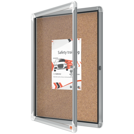 Vitrina De Interior Nobo Para 4 Hojas A4 Con Superficie De Corcho Natural