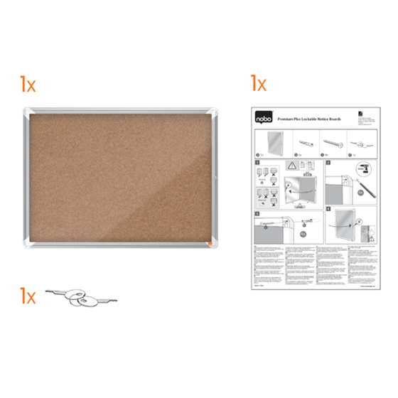 Vitrina De Interior Nobo Para 4 Hojas A4 Con Superficie De Corcho Natural