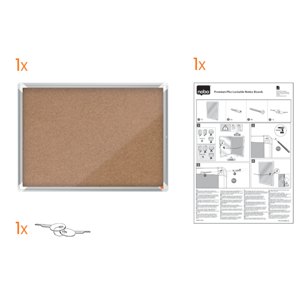 Vitrina De Interior Nobo Para 4 Hojas A4 Con Superficie De Corcho Natural