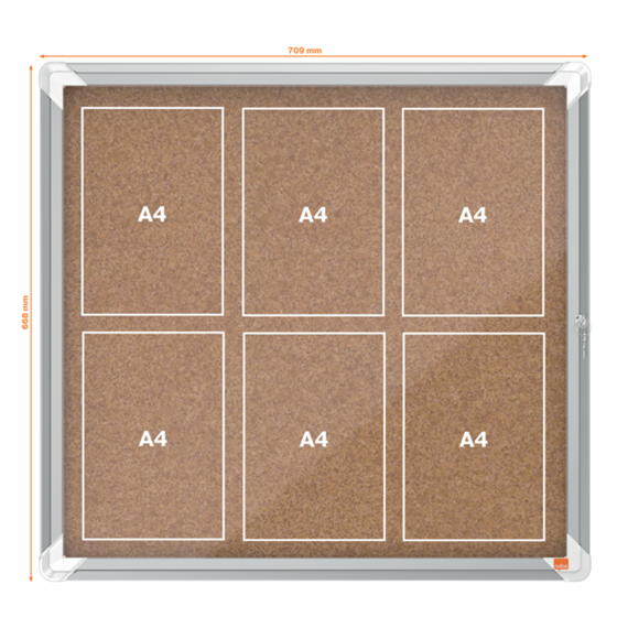 Vitrina De Interior Nobo Para 6 Hojas A4 Con Superficie De Corcho Natural