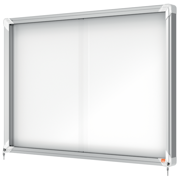 Vitrina De Interior Nobo Para 8 Hojas A4 Con Superficie Magnética Y Puerta Deslizante Blanco