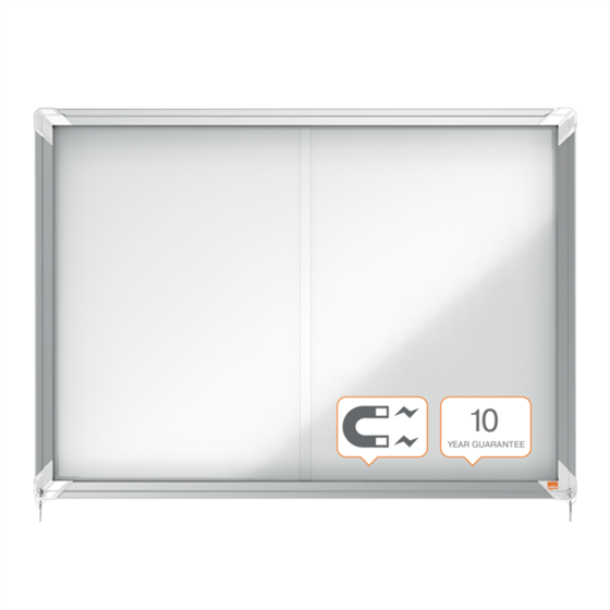 Vitrina De Interior Nobo Para 8 Hojas A4 Con Superficie Magnética Y Puerta Deslizante Blanco