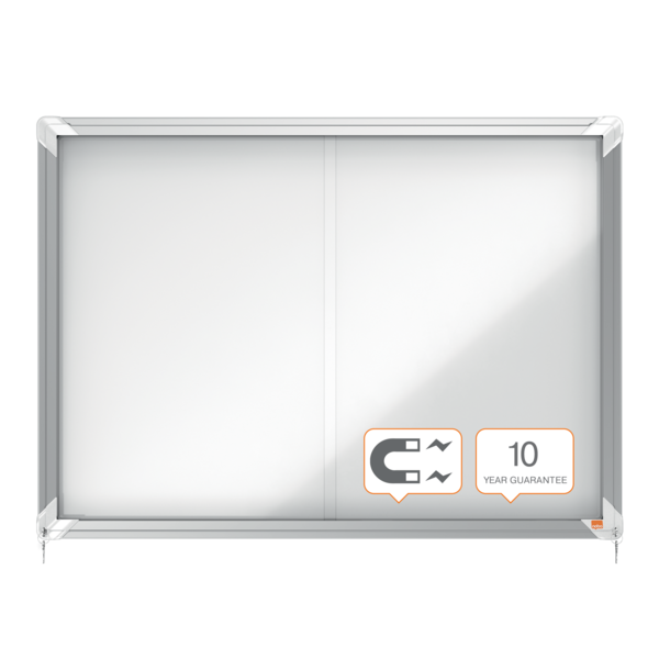 Vitrina De Interior Nobo Para 8 Hojas A4 Con Superficie Magnética Y Puerta Deslizante Blanco
