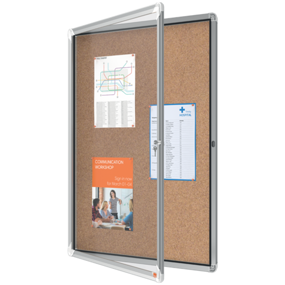 Vitrina De Interior Nobo Para 9 Hojas A4 Con Superficie De Corcho Natural