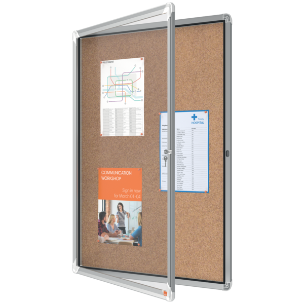 Vitrina De Interior Nobo Para 9 Hojas A4 Con Superficie De Corcho Natural