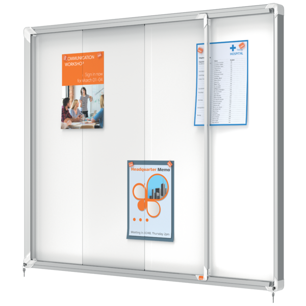 Vitrina Magnética Nobo Premium Plus De Puerta Corredera 15 X A4 Blanco