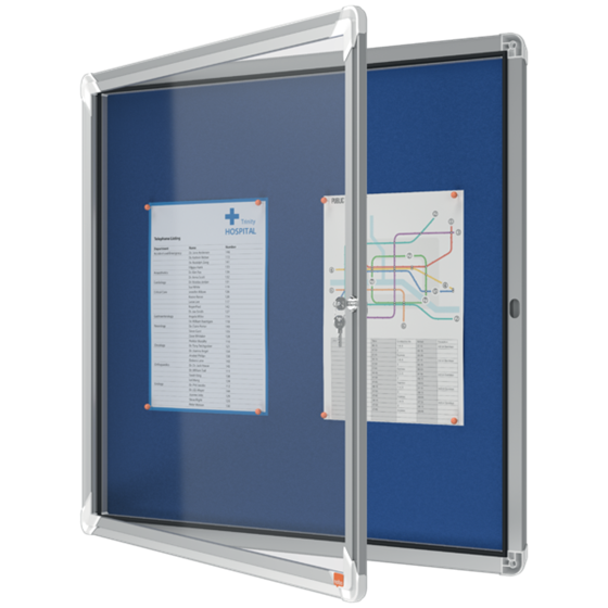 Vitrina Nobo Premium Plus Con Fondo De Fieltro 6Xa4, Gris Azul
