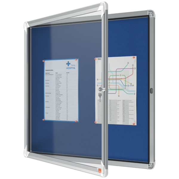 Vitrina Nobo Premium Plus Con Fondo De Fieltro 6Xa4, Gris Azul