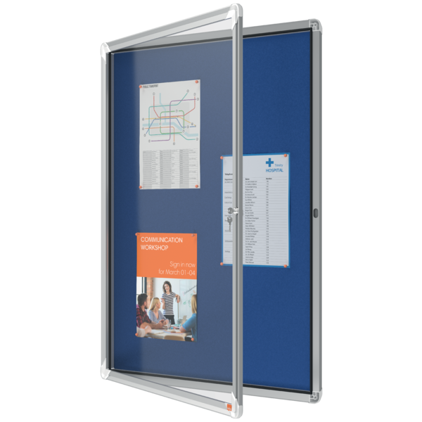 Vitrina Nobo Premium Plus Con Fondo De Fieltro 9Xa4, Gris Azul