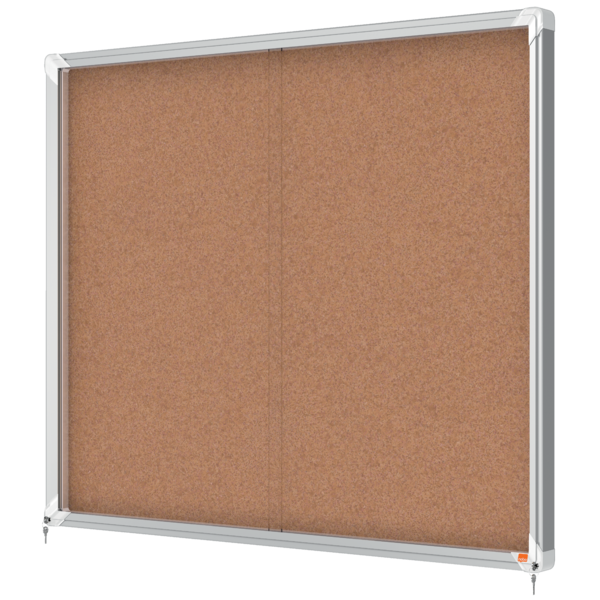 Vitrina Nobo Premium Plus De Puerta Corredera Con Fondo De Corcho 15 X A4 Hojas Natural