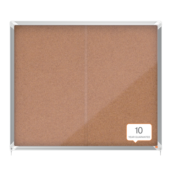 Vitrina Nobo Premium Plus De Puerta Corredera Con Fondo De Corcho 15 X A4 Hojas Natural