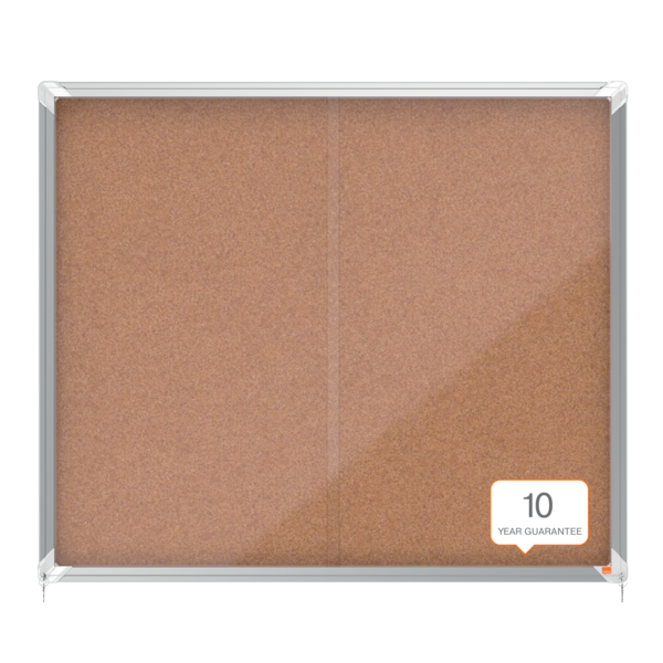 Vitrina Nobo Premium Plus De Puerta Corredera Con Fondo De Corcho 15 X A4 Hojas Natural