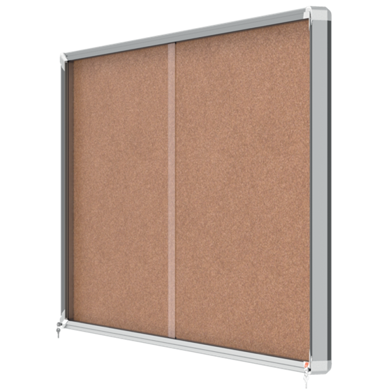 Vitrina Nobo Premium Plus De Puerta Corredera Con Fondo De Corcho 27 X A4 Hojas Natural
