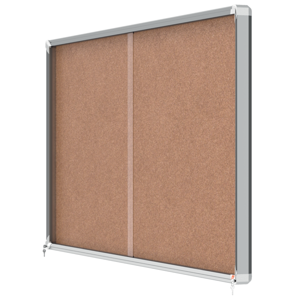 Vitrina Nobo Premium Plus De Puerta Corredera Con Fondo De Corcho 27 X A4 Hojas Natural