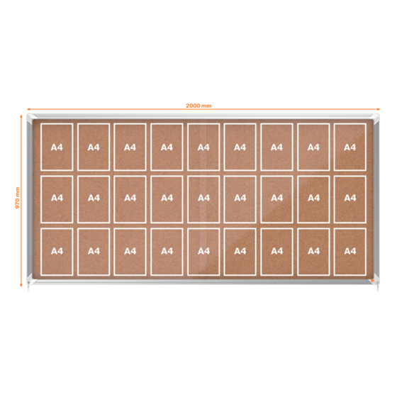 Vitrina Nobo Premium Plus De Puerta Corredera Con Fondo De Corcho 27 X A4 Hojas Natural