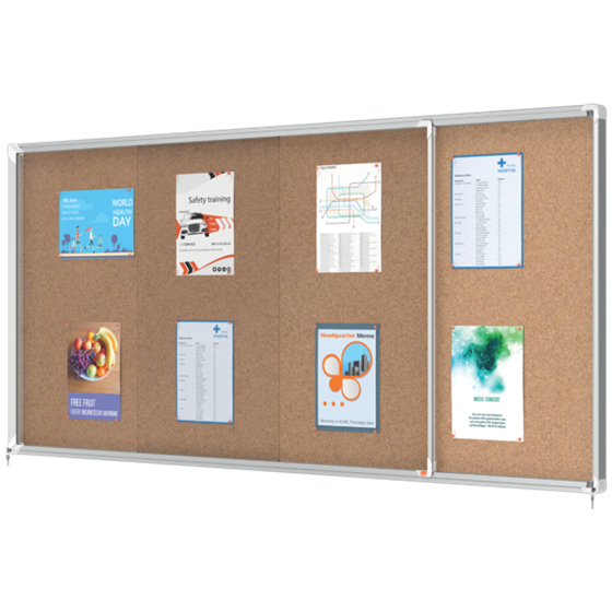 Vitrina Nobo Premium Plus De Puerta Corredera Con Fondo De Corcho 27 X A4 Hojas Natural