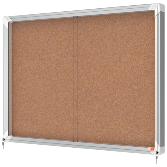 Vitrina Nobo Premium Plus De Puerta Corredera Con Fondo De Corcho 8 X A4 Hojas Natural