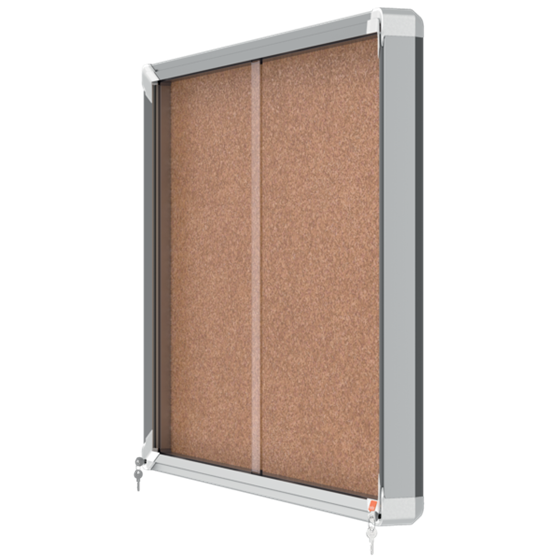 Vitrina Nobo Premium Plus De Puerta Corredera Con Fondo De Corcho 8 X A4 Hojas Natural