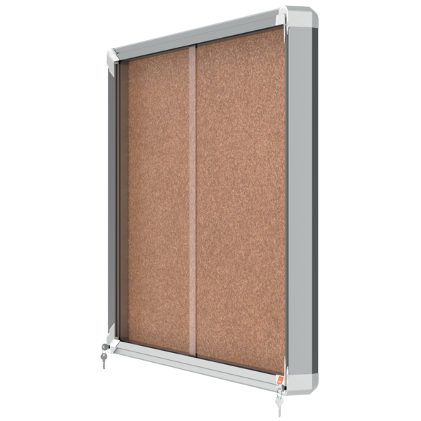Vitrina Nobo Premium Plus De Puerta Corredera Con Fondo De Corcho 8 X A4 Hojas Natural