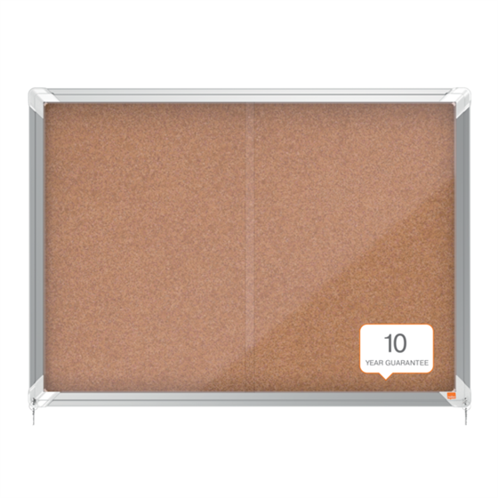 Vitrina Nobo Premium Plus De Puerta Corredera Con Fondo De Corcho 8 X A4 Hojas Natural