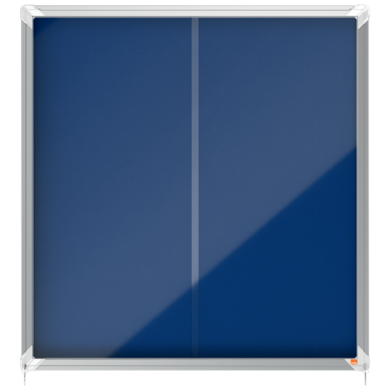 Vitrina Nobo Premium Plus De Puerta Corredera Con Fondo De Fieltro 12Xa4 Hojas, Gris Azul