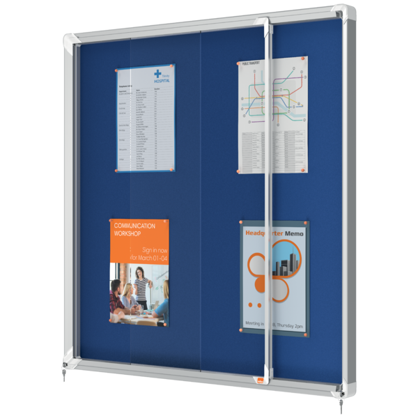 Vitrina Nobo Premium Plus De Puerta Corredera Con Fondo De Fieltro 12Xa4 Hojas, Gris Gris