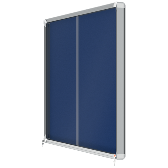 Vitrina Nobo Premium Plus De Puerta Corredera Con Fondo De Fieltro 18Xa4 Hojas, Azul Azul