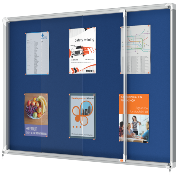 Vitrina Nobo Premium Plus De Puerta Corredera Con Fondo De Fieltro 18Xa4 Hojas, Azul Azul