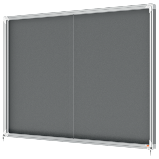 Vitrina Nobo Premium Plus De Puerta Corredera Con Fondo De Fieltro 18Xa4 Hojas, Azul Gris
