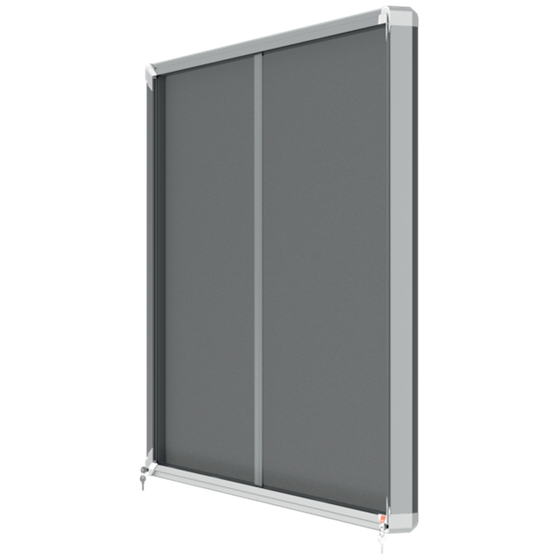 Vitrina Nobo Premium Plus De Puerta Corredera Con Fondo De Fieltro 18Xa4 Hojas, Azul Gris