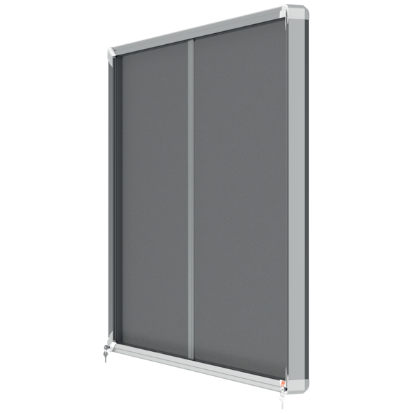 Vitrina Nobo Premium Plus De Puerta Corredera Con Fondo De Fieltro 18Xa4 Hojas, Azul Gris