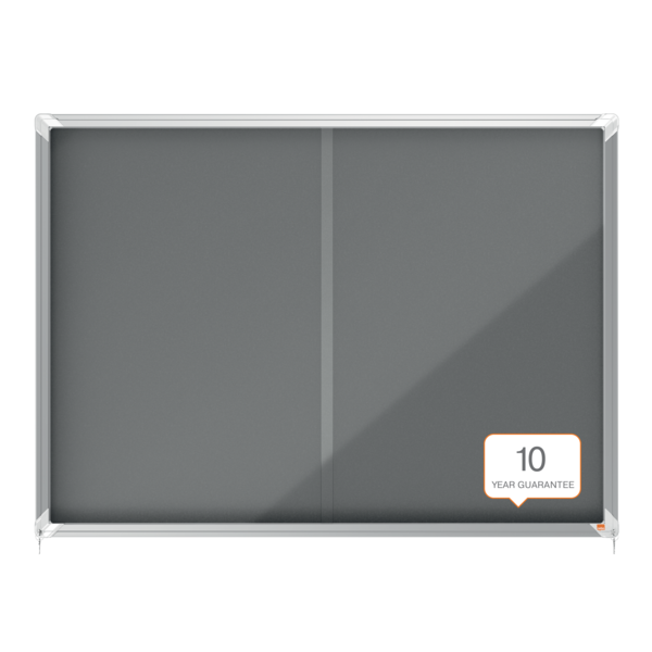 Vitrina Nobo Premium Plus De Puerta Corredera Con Fondo De Fieltro 18Xa4 Hojas, Azul Gris