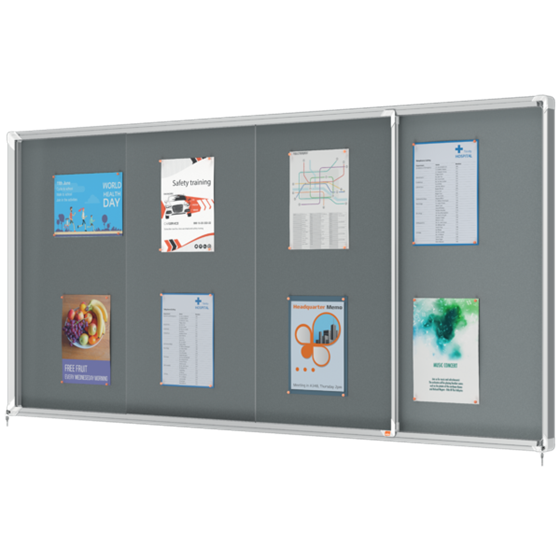 Vitrina Nobo Premium Plus De Puerta Corredera Con Fondo De Fieltro 27Xa4 Hojas, Azul Gris