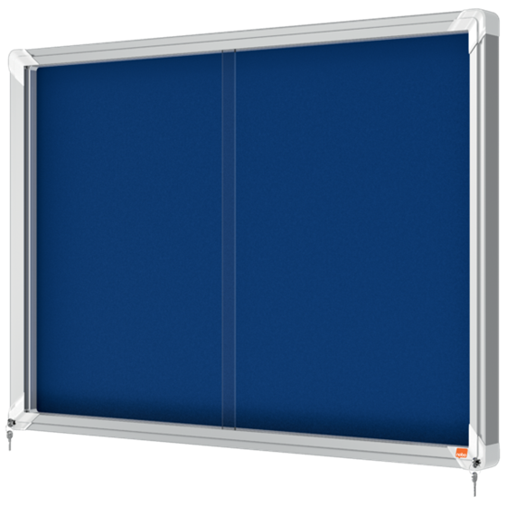 Vitrina Nobo Premium Plus De Puerta Corredera Con Fondo De Fieltro 8Xa4 Hojas, Gris Azul