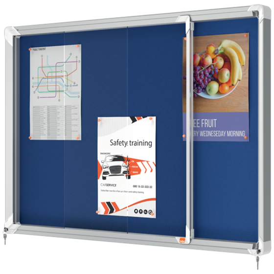 Vitrina Nobo Premium Plus De Puerta Corredera Con Fondo De Fieltro 8Xa4 Hojas, Gris Azul