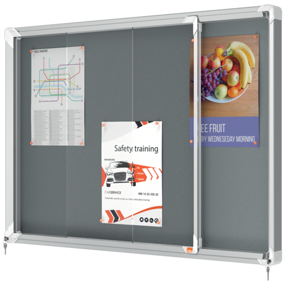 Vitrina Nobo Premium Plus De Puerta Corredera Con Fondo De Fieltro 8Xa4 Hojas, Gris Gris