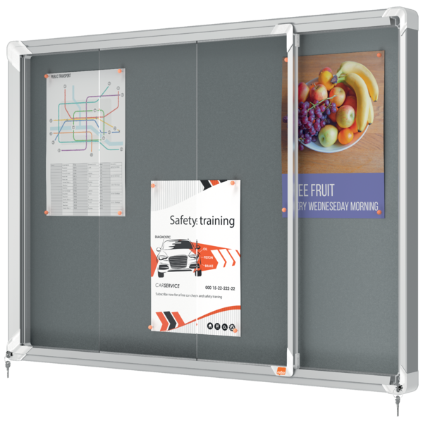 Vitrina Nobo Premium Plus De Puerta Corredera Con Fondo De Fieltro 8Xa4 Hojas, Gris Gris