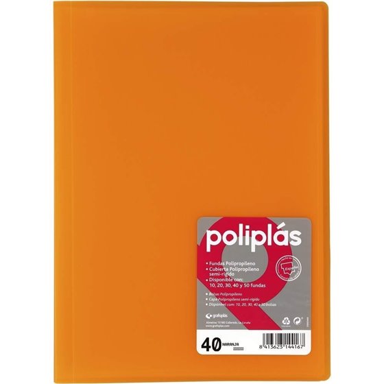 Carpeta Fundas GRAFOPLAS Poliplas Din-A4 40 Hojas Color Naranja Translucido